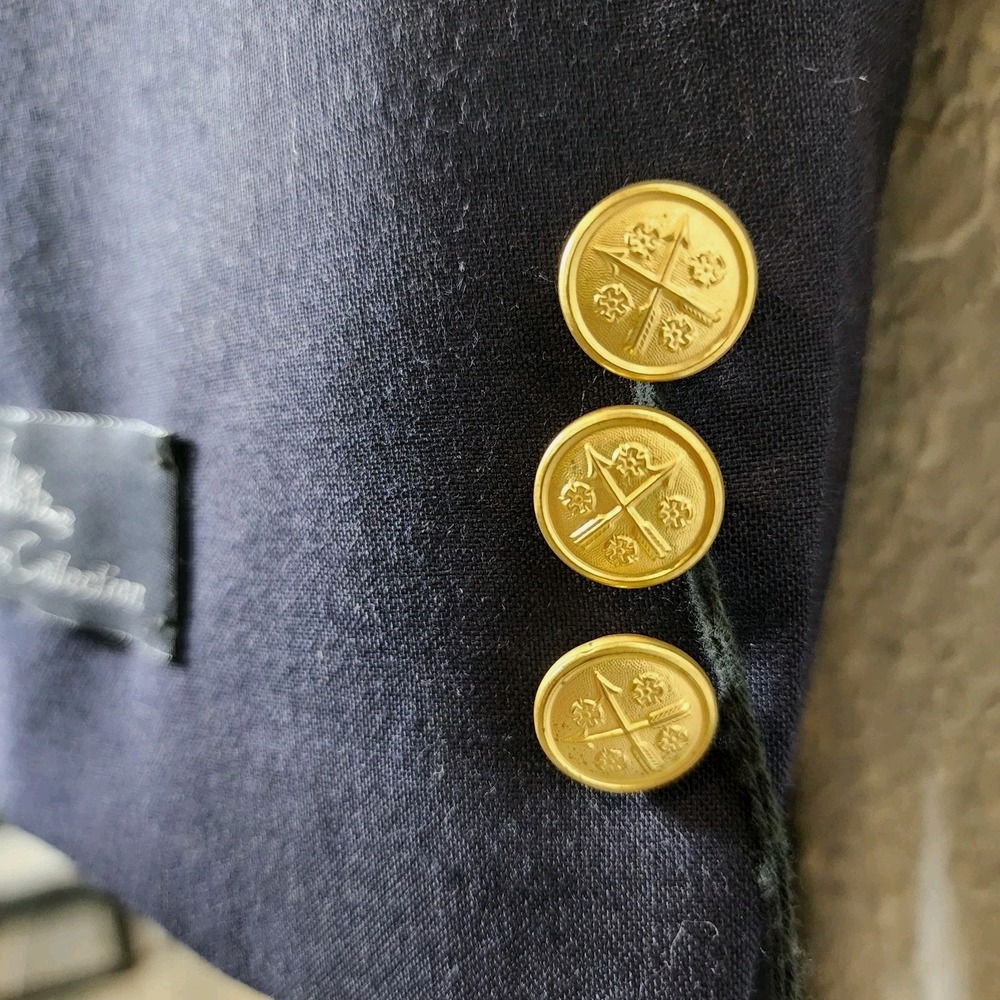 John Weitz Sport Coat Mens 42L Navy Wool Gold Buttons‎ Classic Career Preppy NEW - Picture 6 of 16